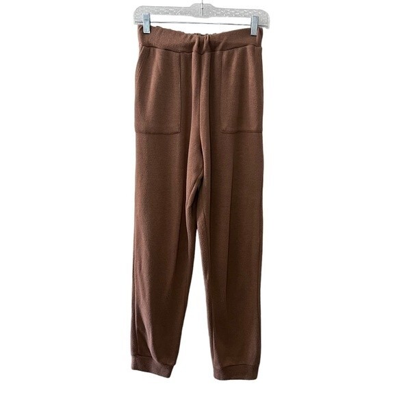 NWOT Zara Teddy Brown Broken in Texture Jogger/Lounge Pants Pockets Large - Picture 1 of 9